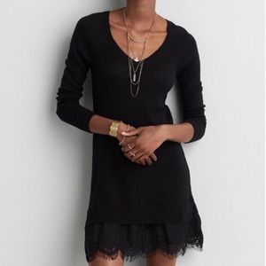 American Eagle Black Sweater Dress w/ Lace Bottom